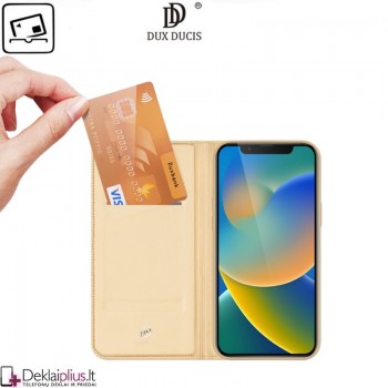 Dux Ducis dirbtinės odos viršelis - auksinės spalvos (Apple Iphone 14 Plus) Dux Ducis dirbtinės odos viršelis - auksinės spalvos (Apple Iphone 14 Plus)